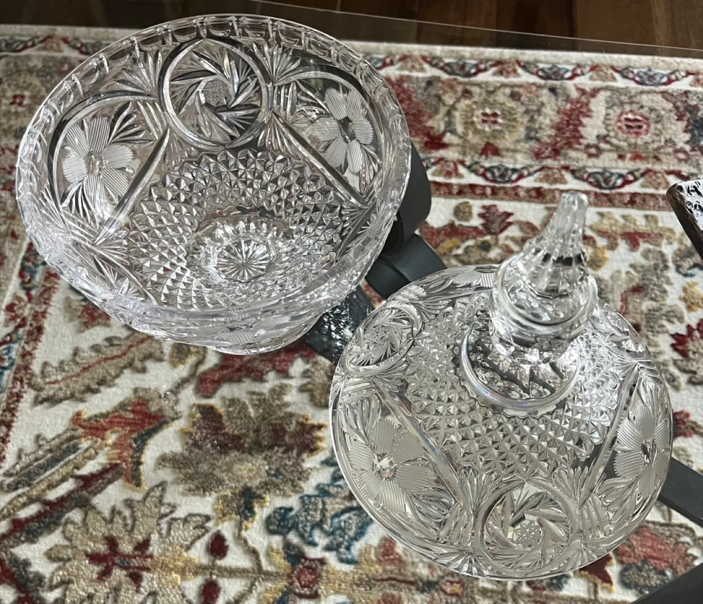 Vintage large Crystal Candy Dish with Lid image indicator(5)