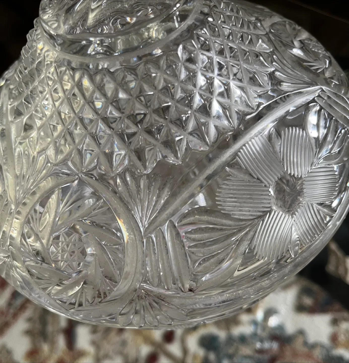 Vintage large Crystal Candy Dish with Lid image indicator(7)
