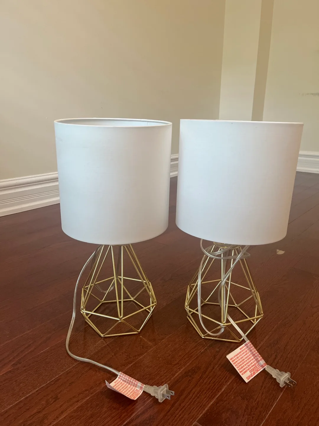 Moving Sale | Set of 2 Gold Geometric Table Lamps thumbnail