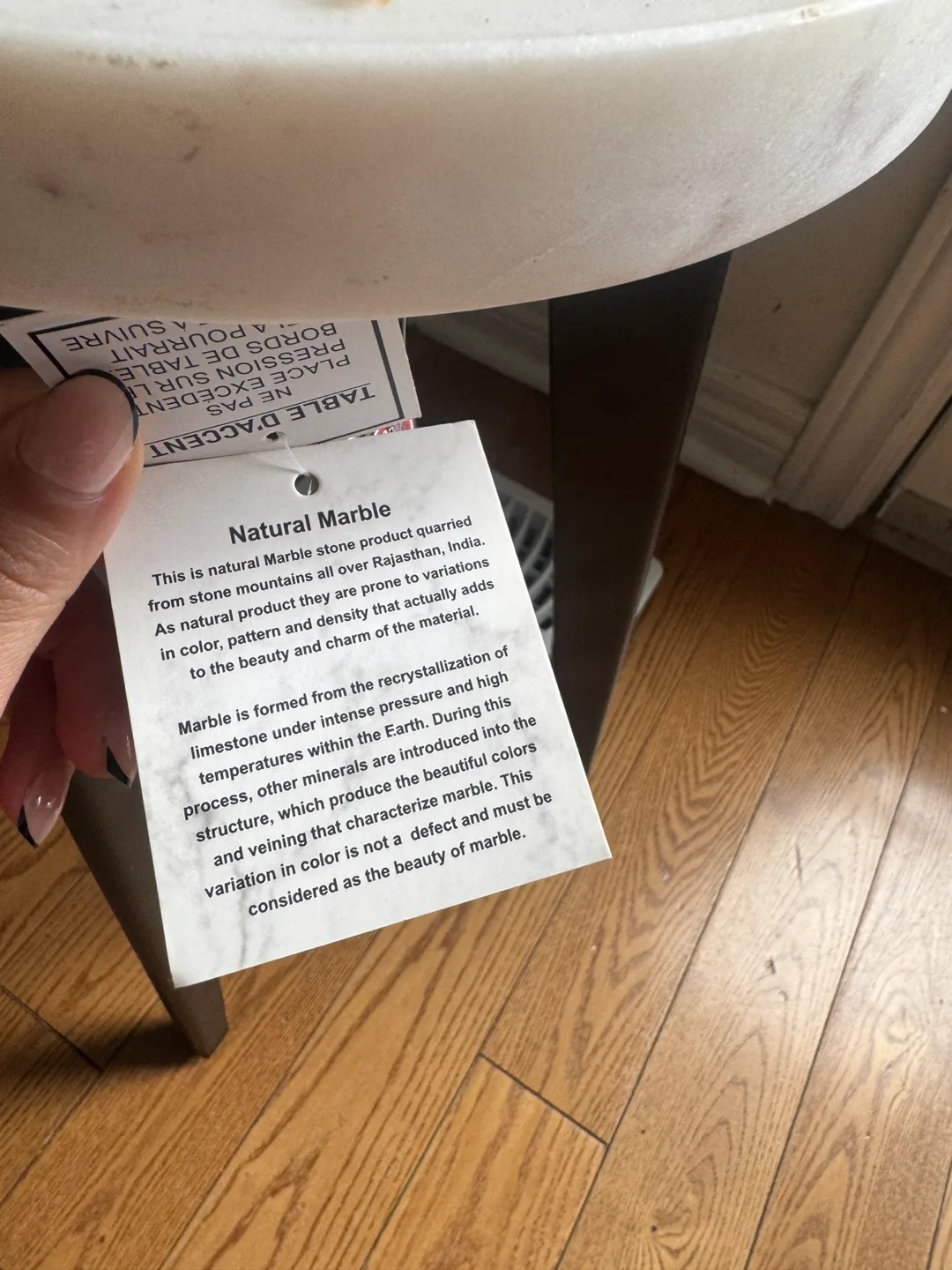 NWT - Marble Accent Table - Handcrafted in India image indicator(4)