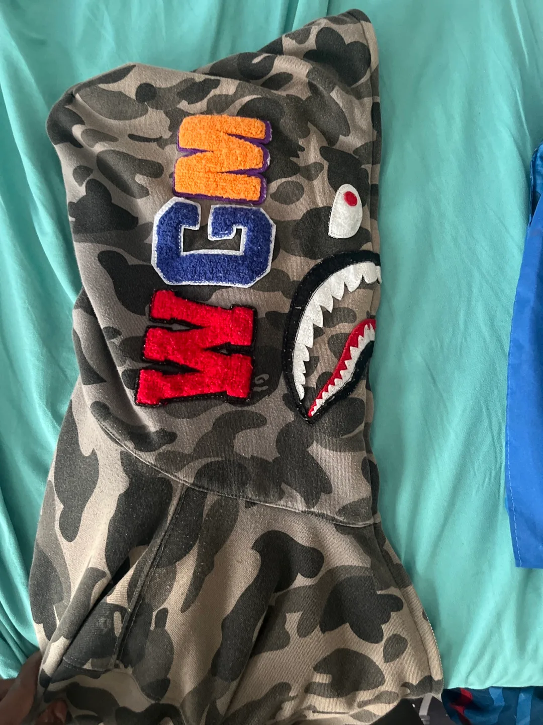 Bathing Ape (BAPE) Camo Shark Hoodie, Size M thumbnail