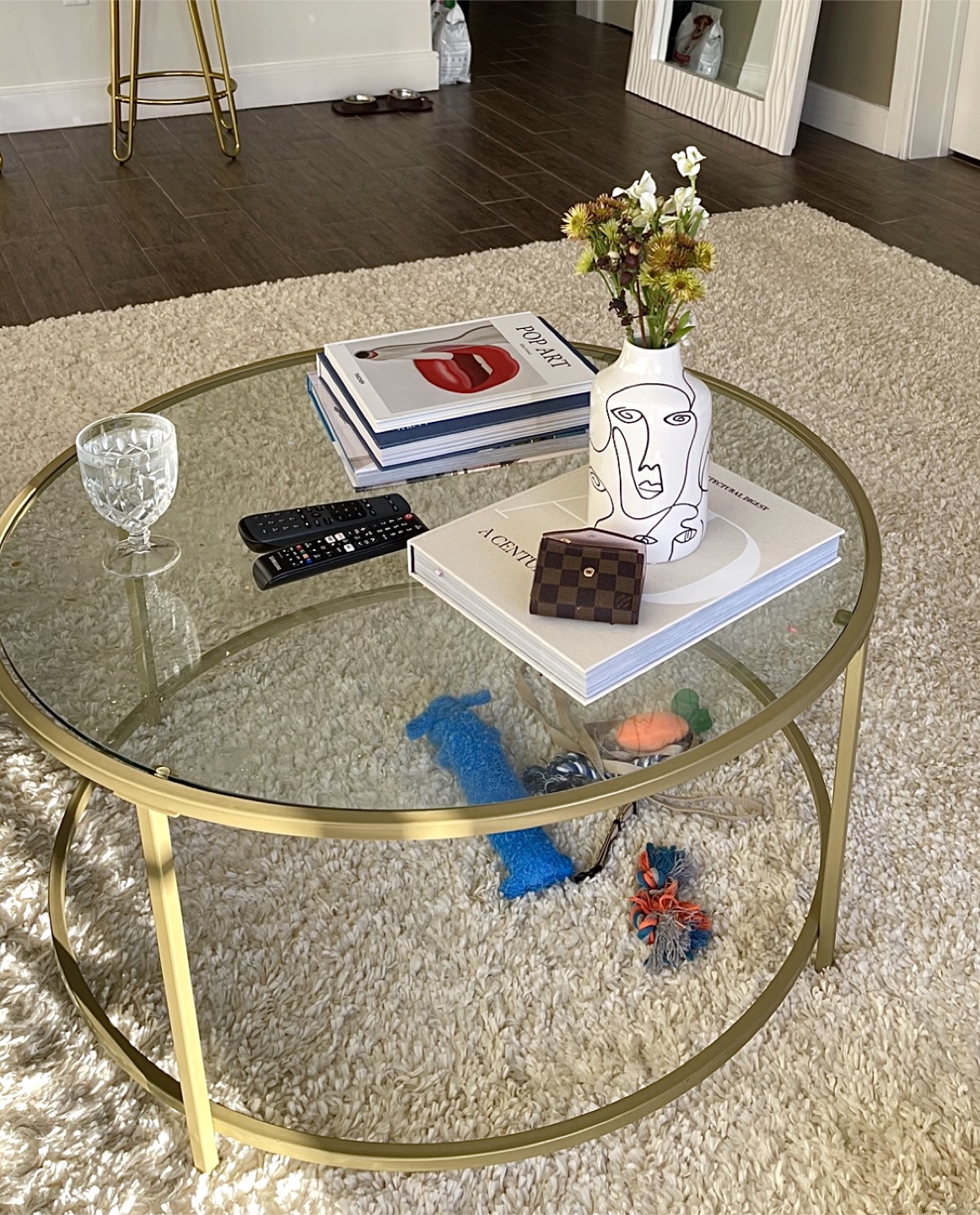 Round Glass & Gold Coffee Table - photo 3