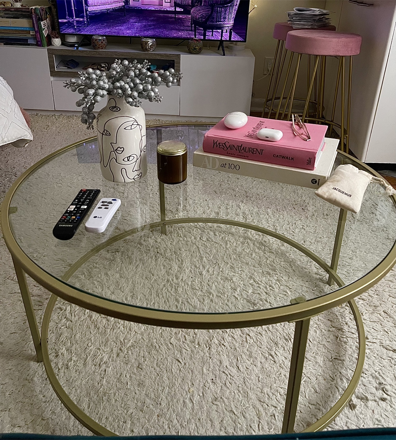 Round Glass & Gold Coffee Table - photo 4