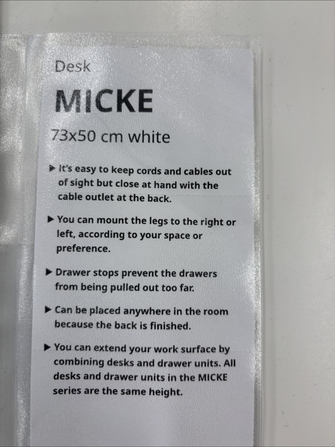 IKEA MICKE Desk - 73x50 cm - White - photo 3