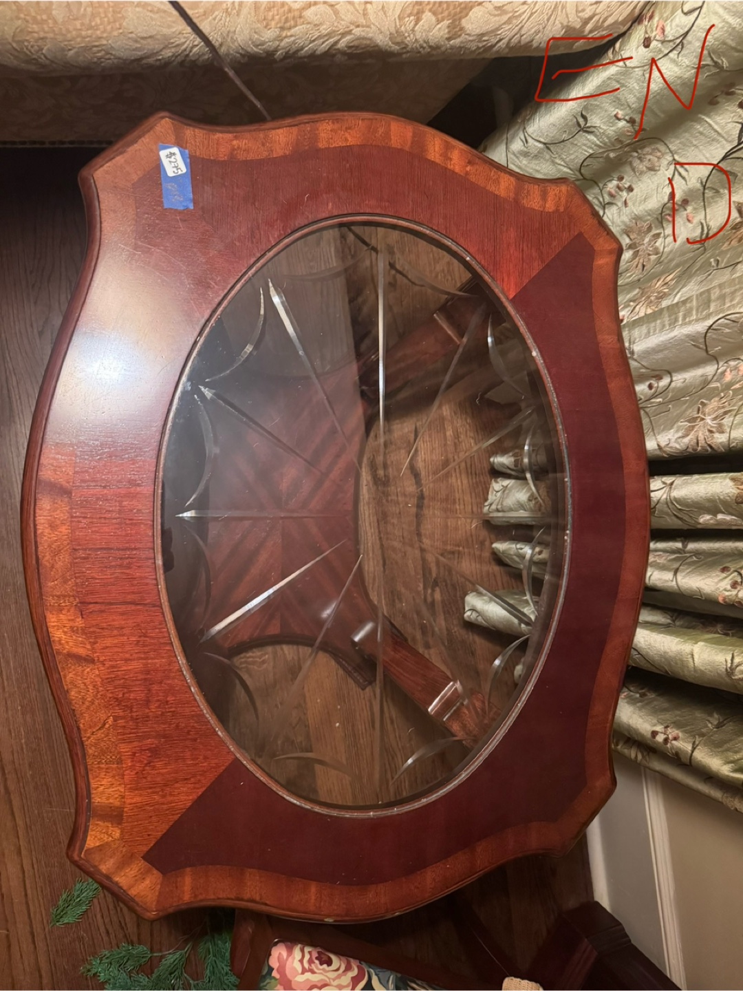 Vintage Glass Top Accent Table - photo 2