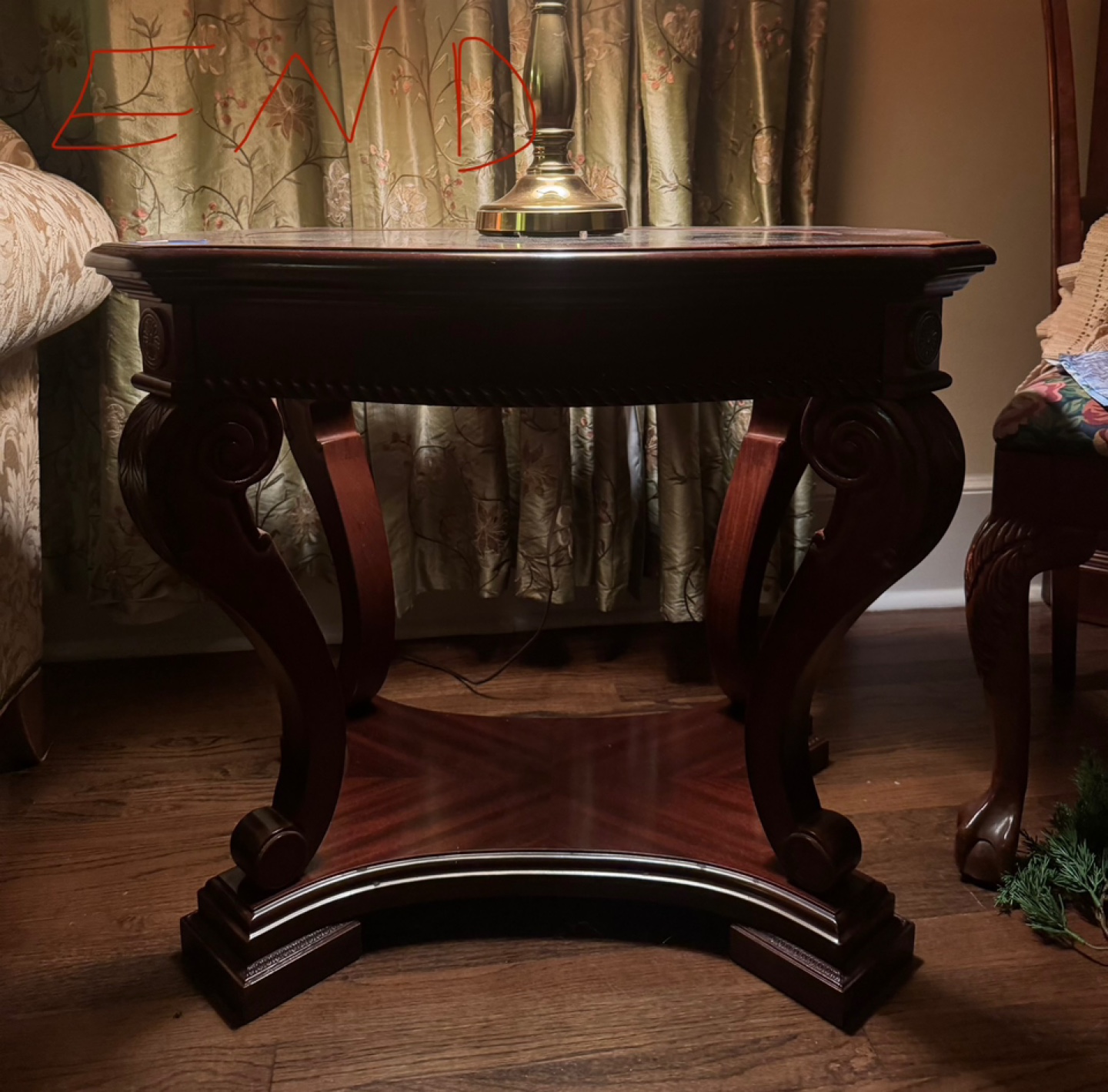 Vintage Glass Top Accent Table