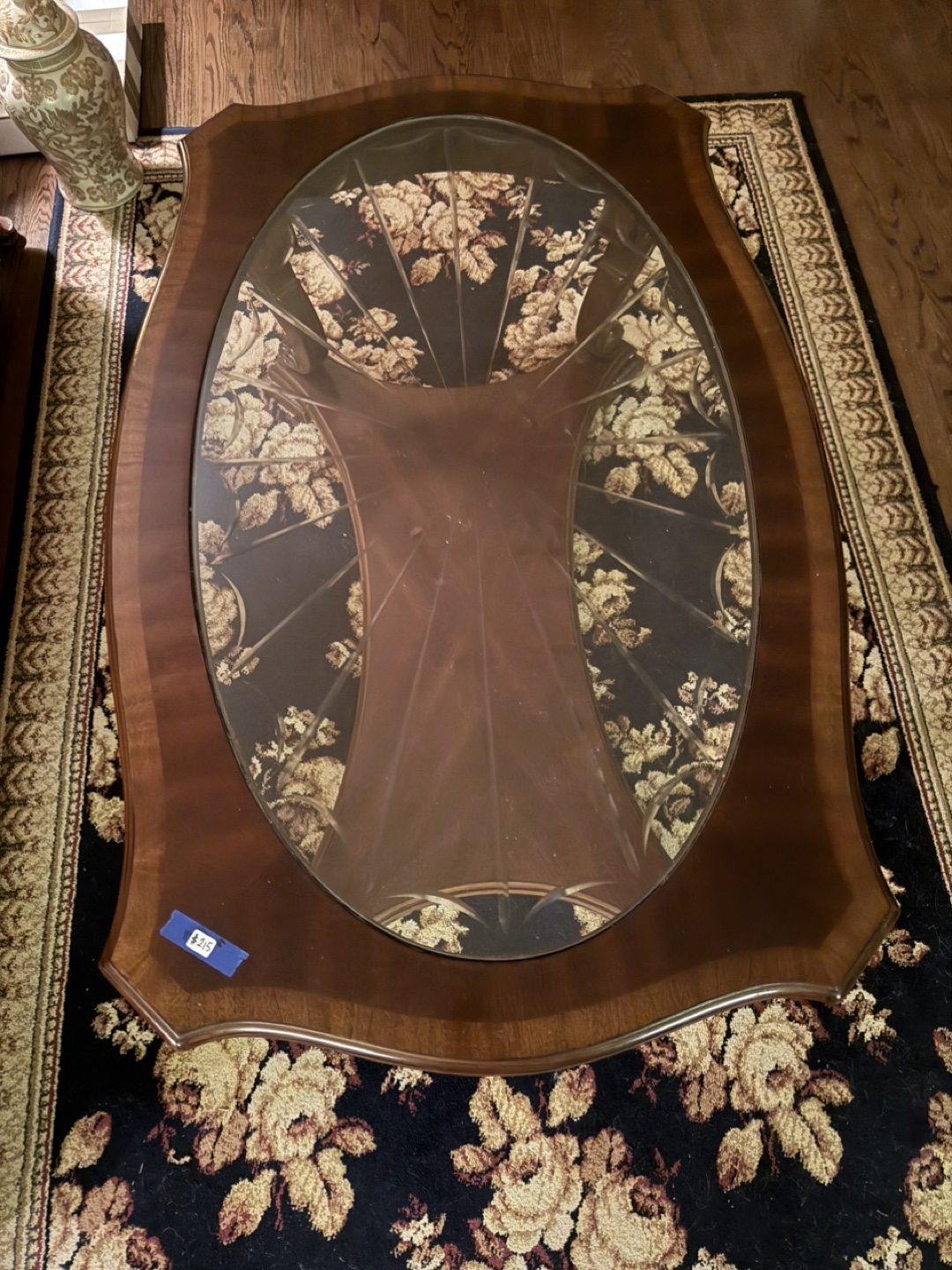 Vintage Glass Top Accent Table - photo 5