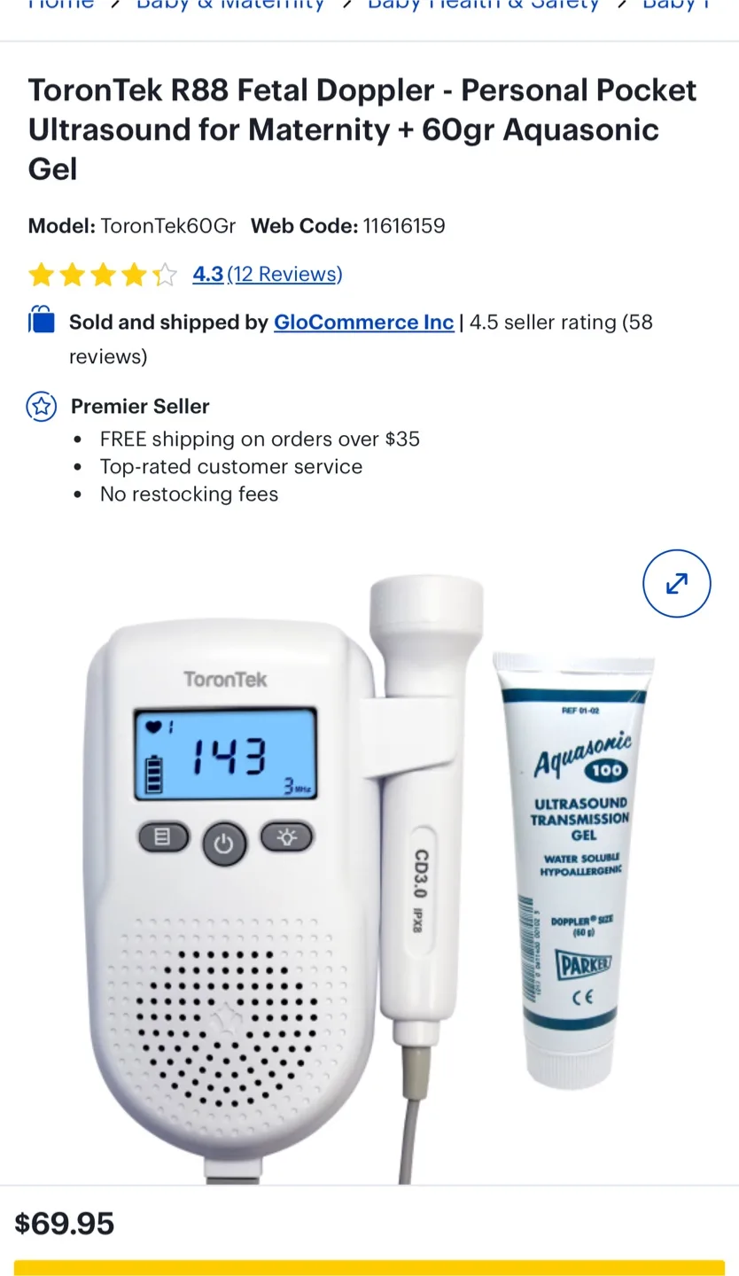 ToronTek R88 Fetal Doppler + Aquasonic Gel, Like New! image indicator(4)