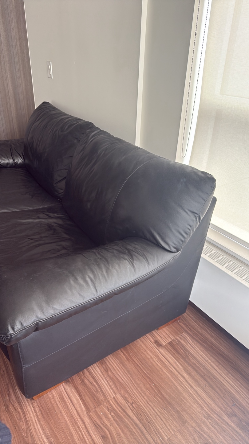 Black Leather Sofa - photo 2