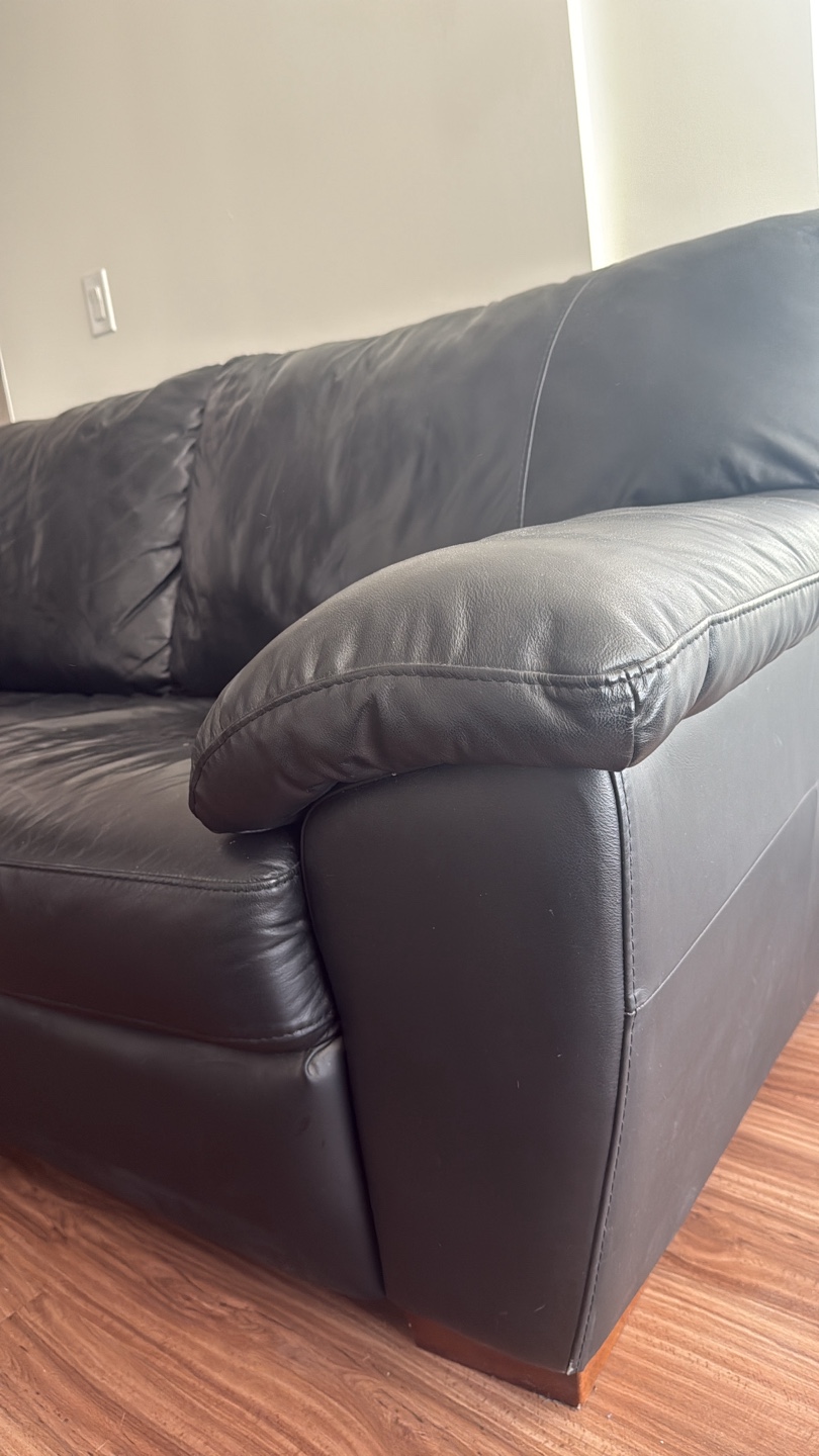 Black Leather Sofa - photo 3