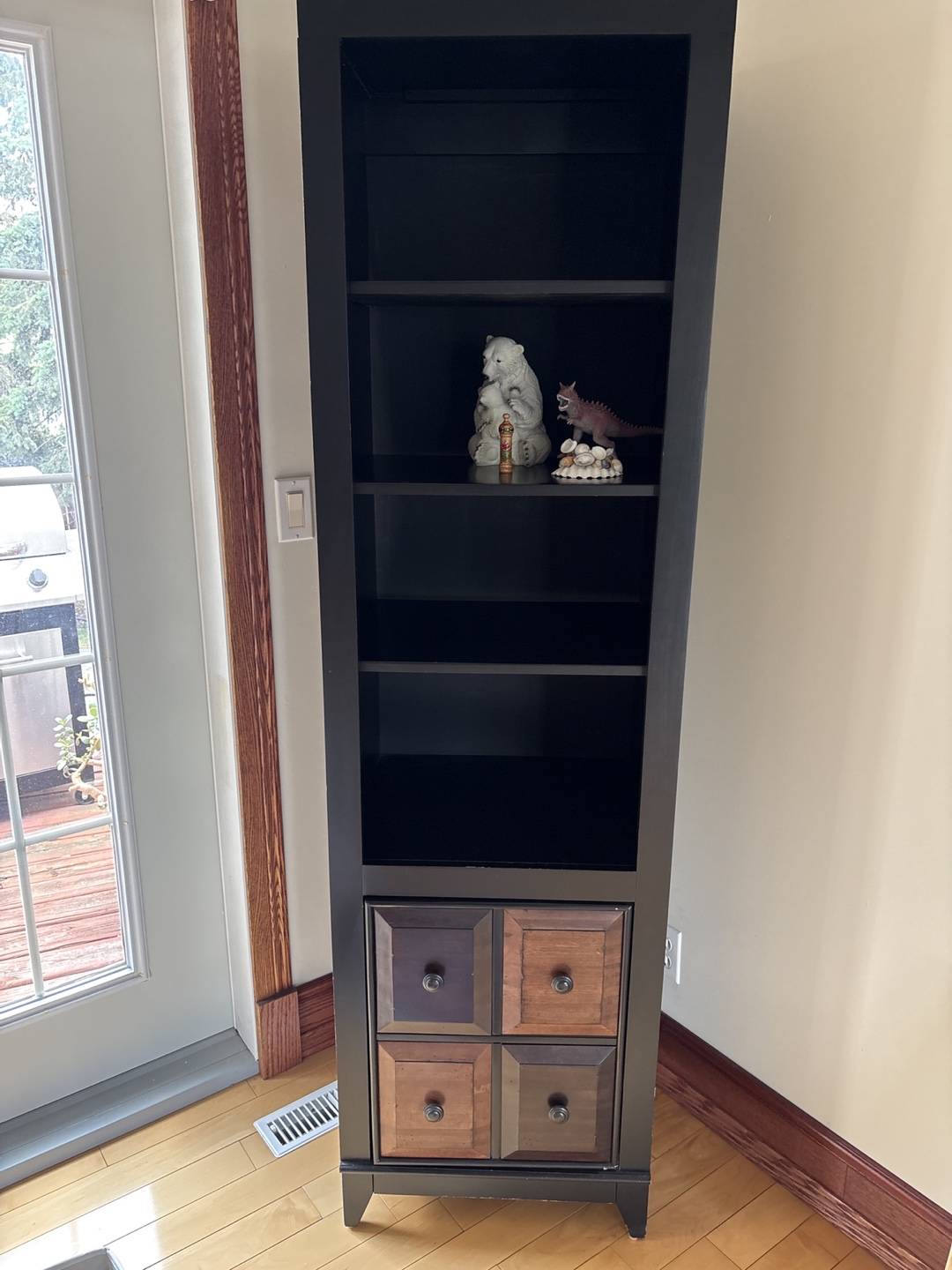 Black Wood Bookcase with Drawers - photo 2