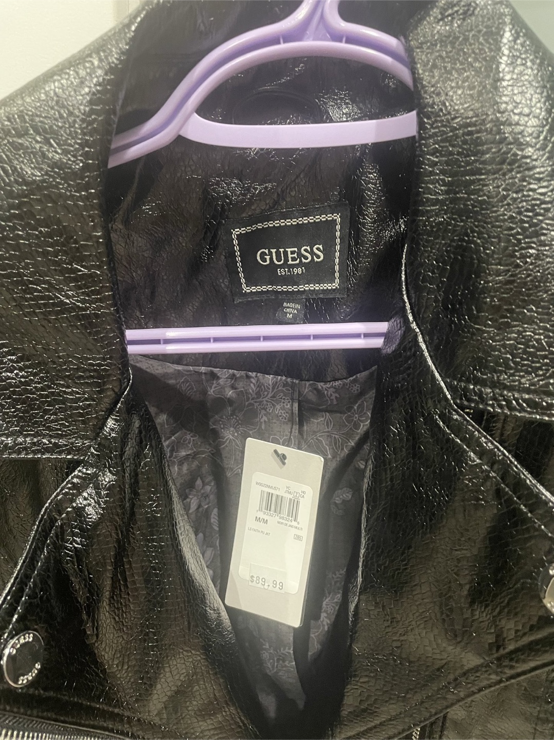 Guess Black Leather Jacket Size Medium - photo 2
