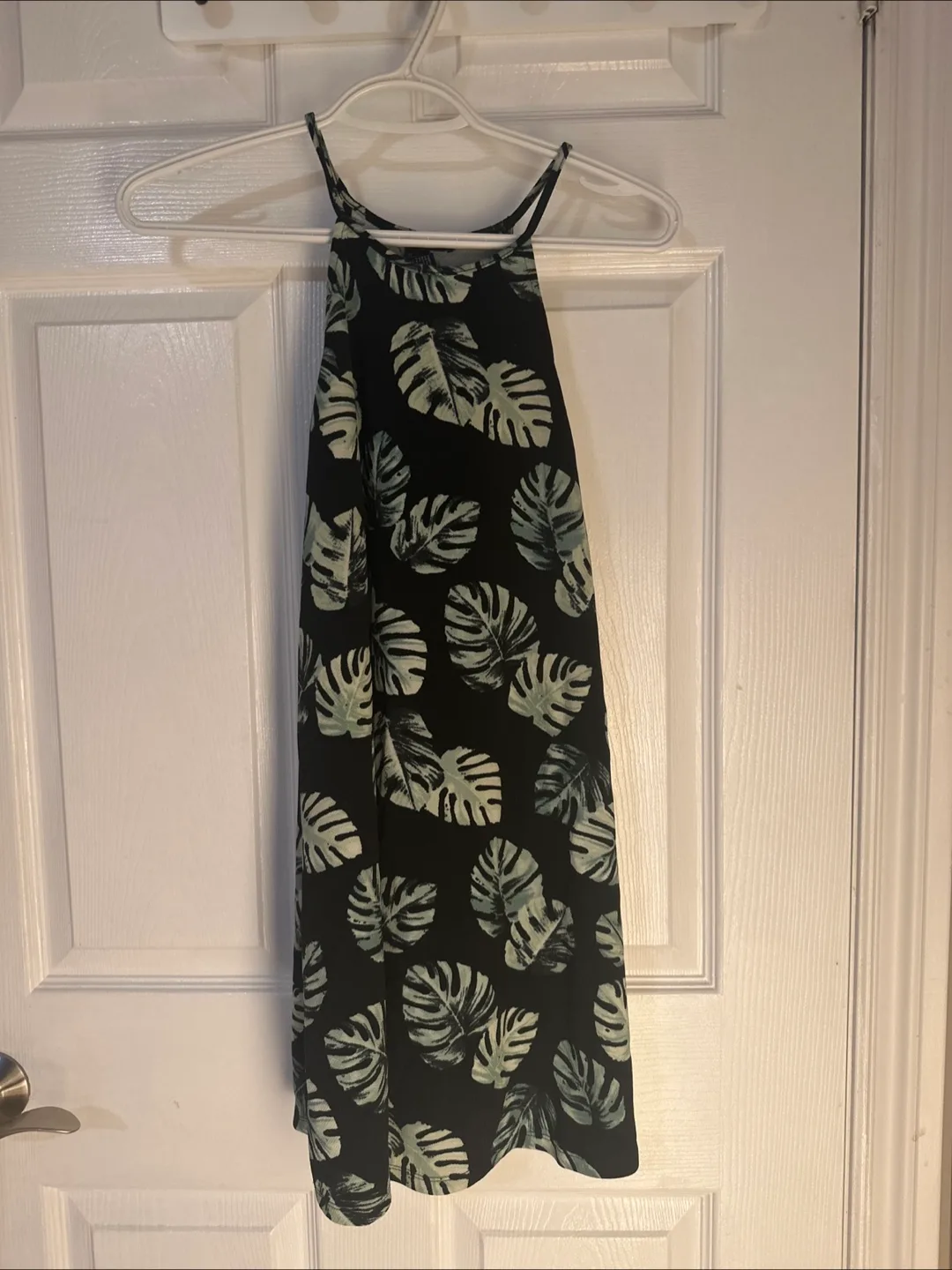Black Halter Dress with Leaf Print thumbnail