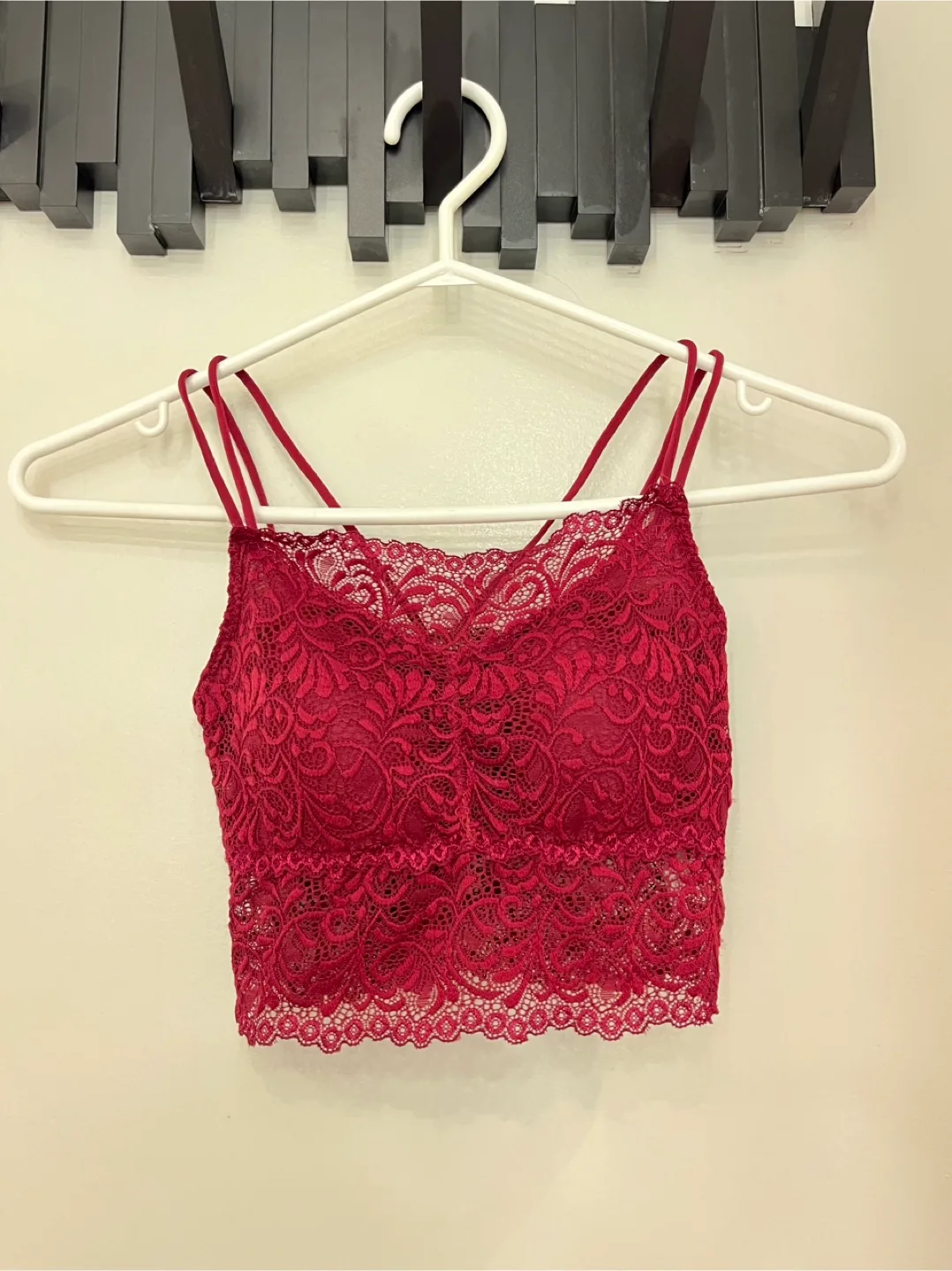 Burgundy Lace Bralette - Size Small thumbnail