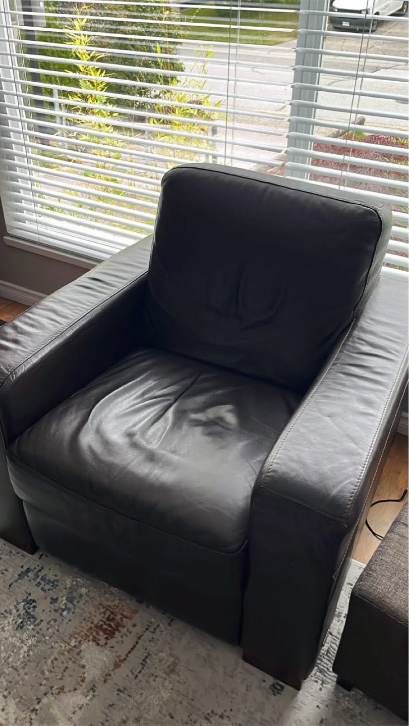 NATUZZI Leather Sofa and Armchair Set - Brown - photo 2