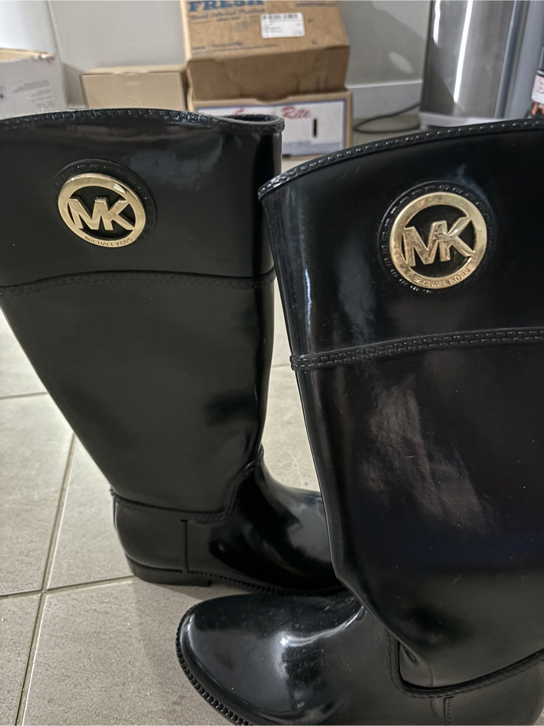 New Michael Kors Black Rain Boots Size 9