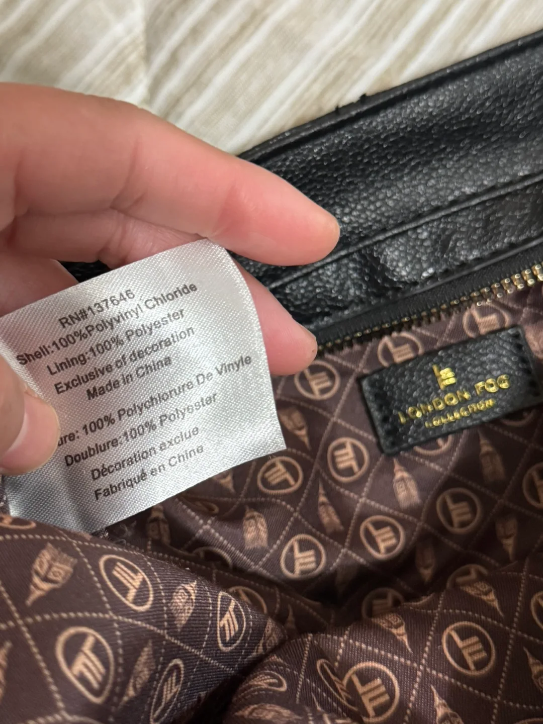 London Fog Black Tote Bag image indicator(6)