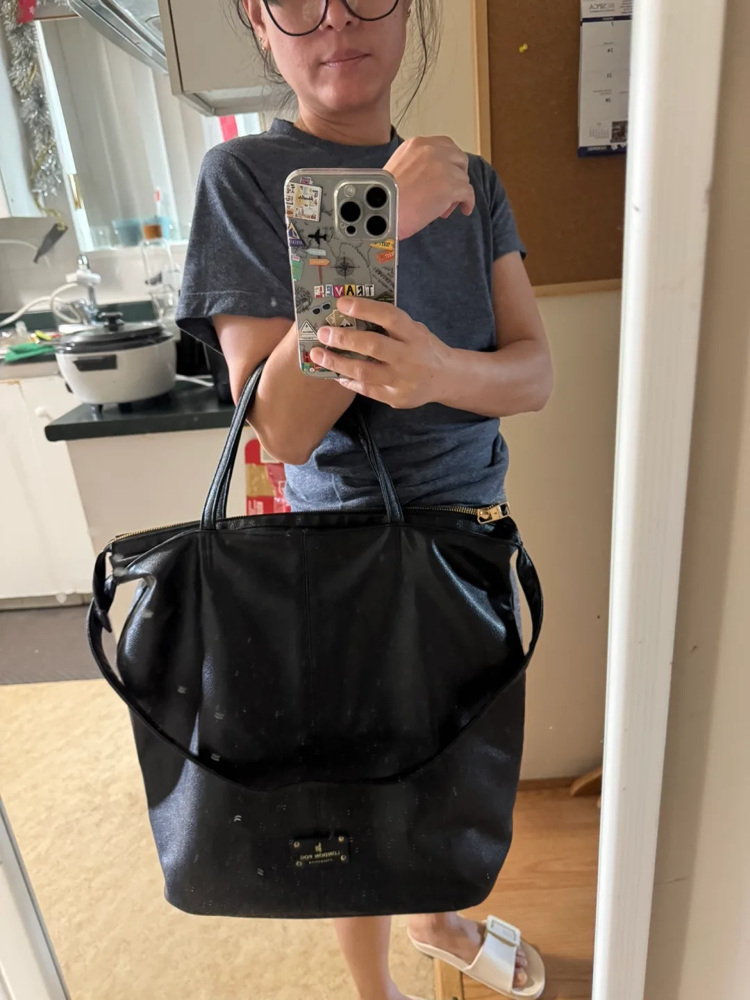 London Fog Black Tote Bag thumbnail