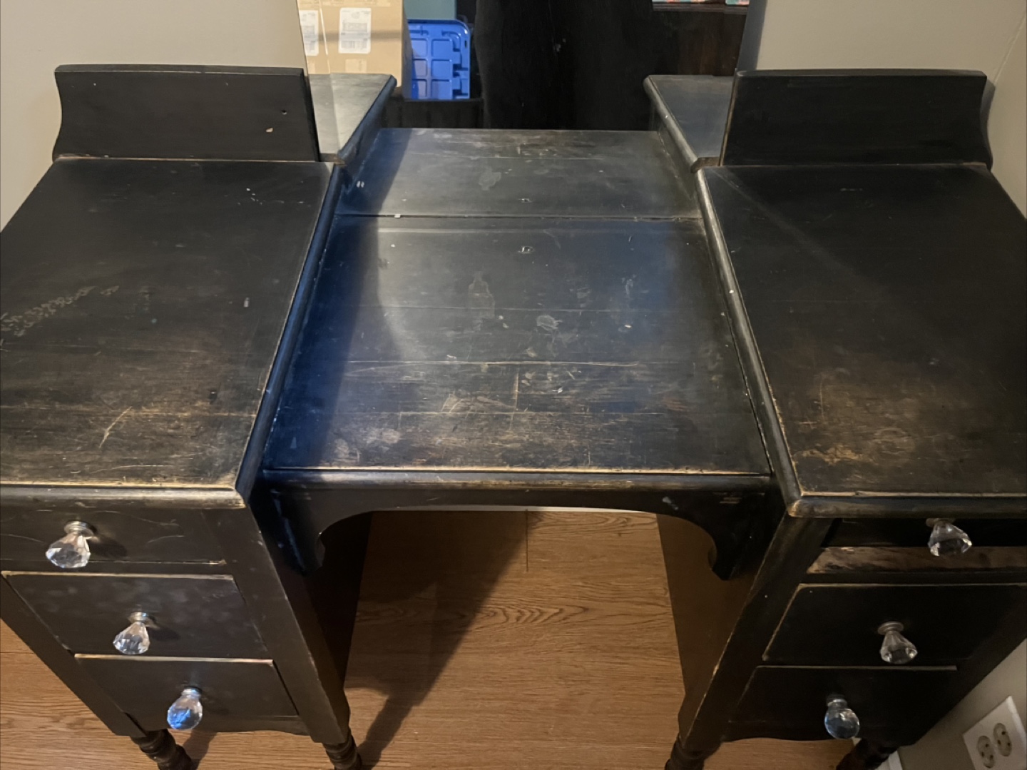 Antique Black Vanity Desk with Mirror - photo 2