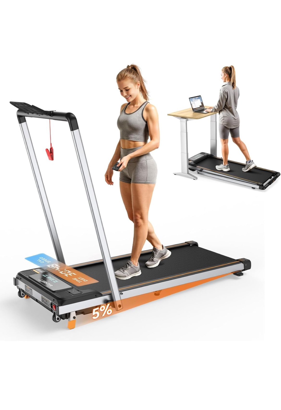 FITRIIU Under Desk Treadmill - Black Gray
