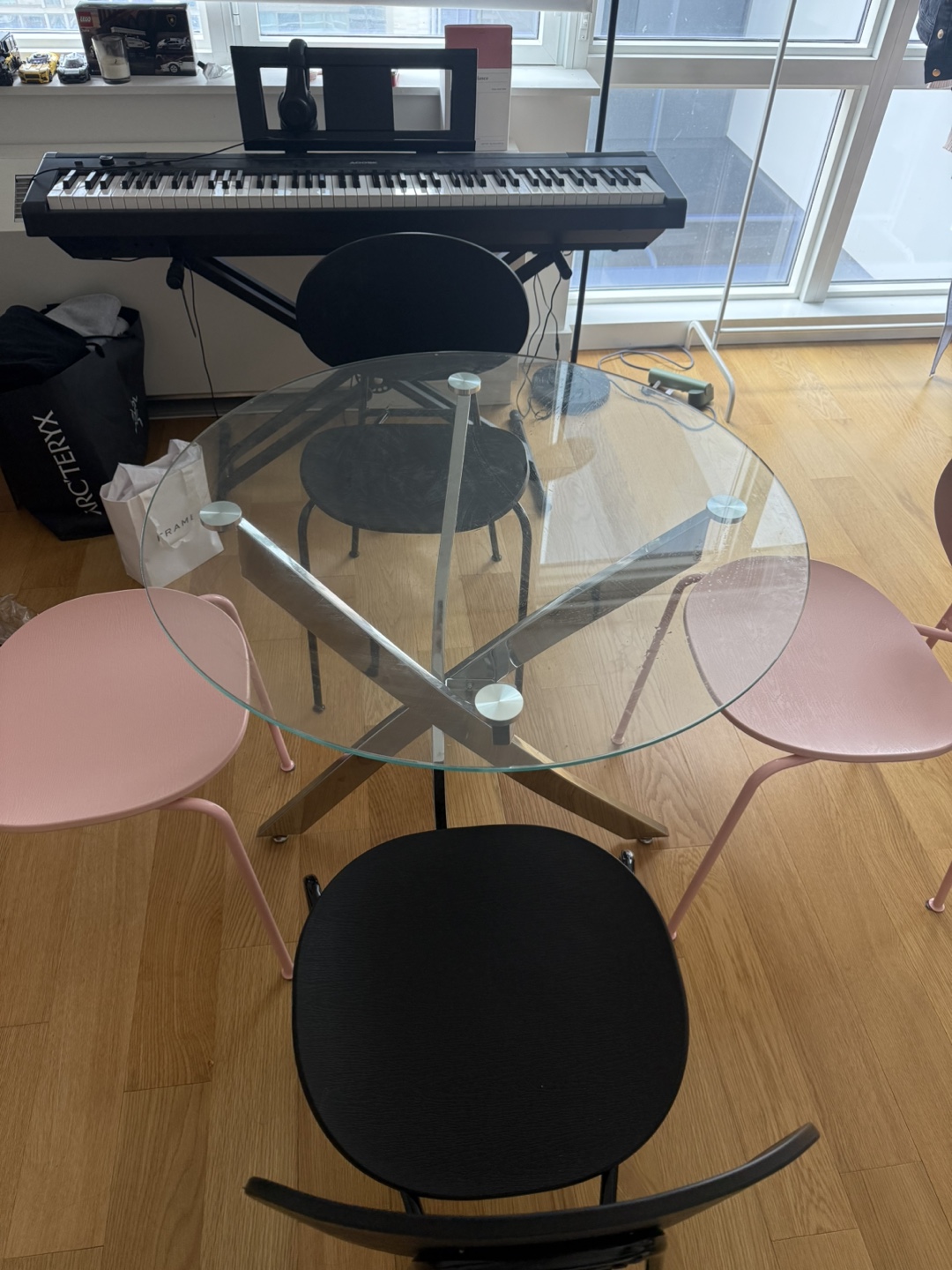 Glass Round Dining Table with Chairs