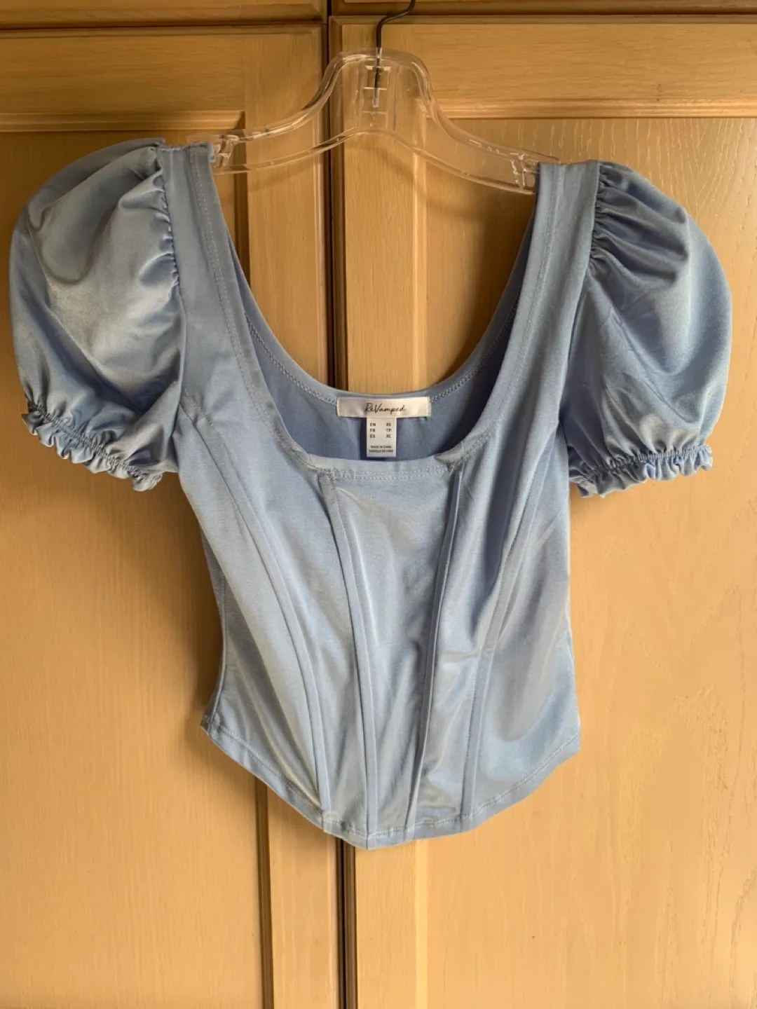 ReVamped Light Blue Corset Top - Size XS thumbnail