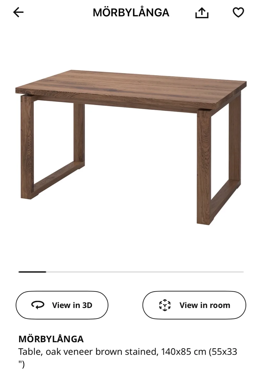 IKEA MÖRBYLÅNGA Oak Veneer Brown Stained Table thumbnail