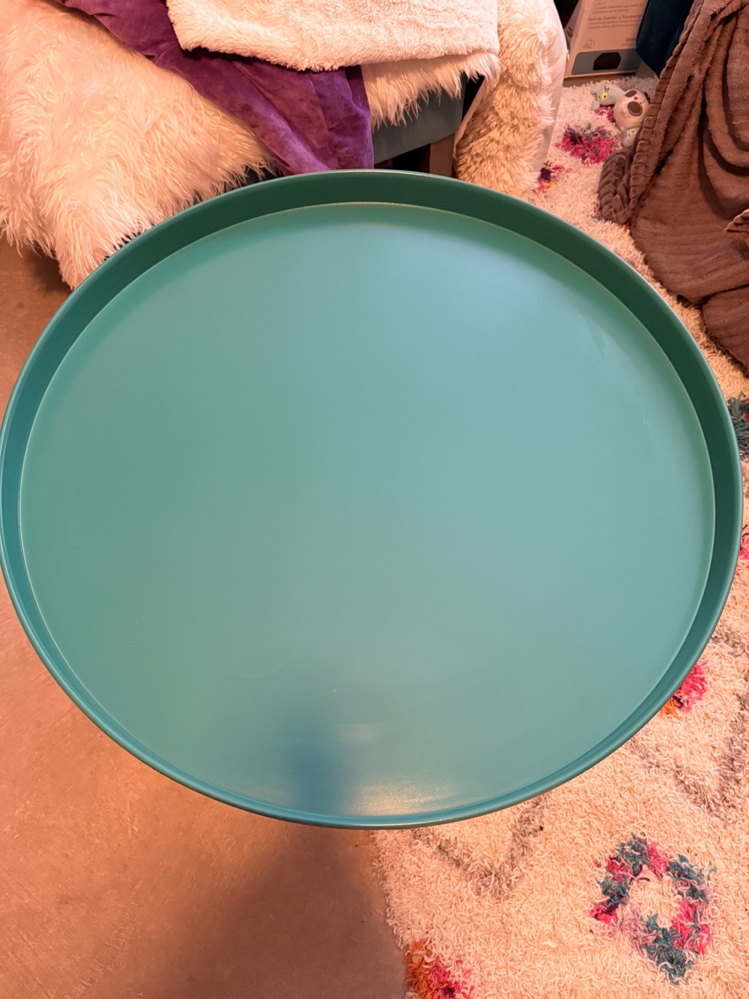 Round gold and teal coffee table - photo 2