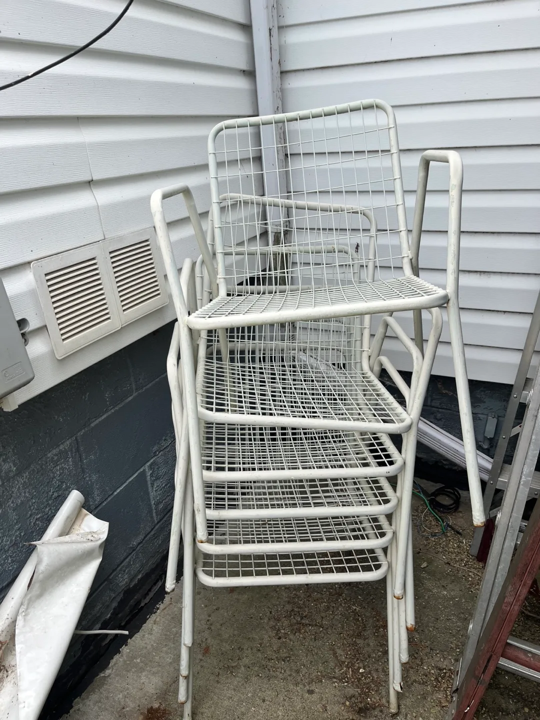 White Metal Wire Chairs - Set of 6 thumbnail