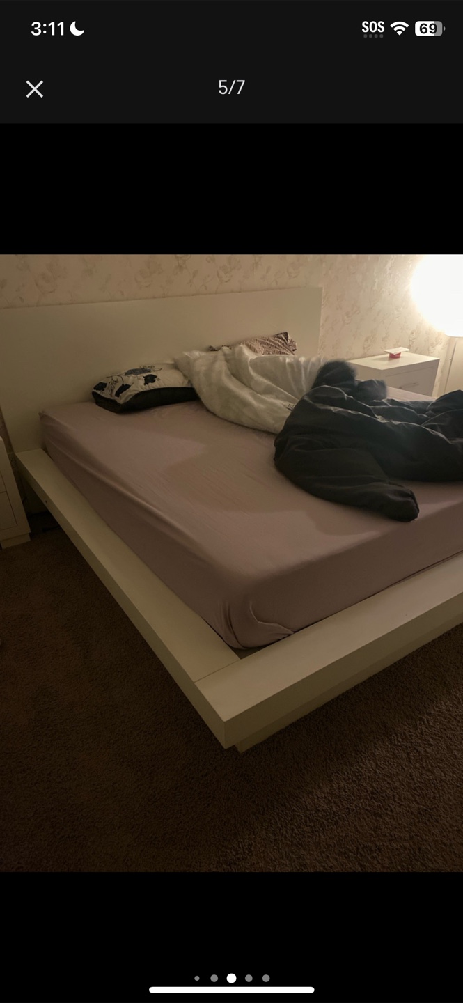 King Size Platform Bed Frame - White - photo 5