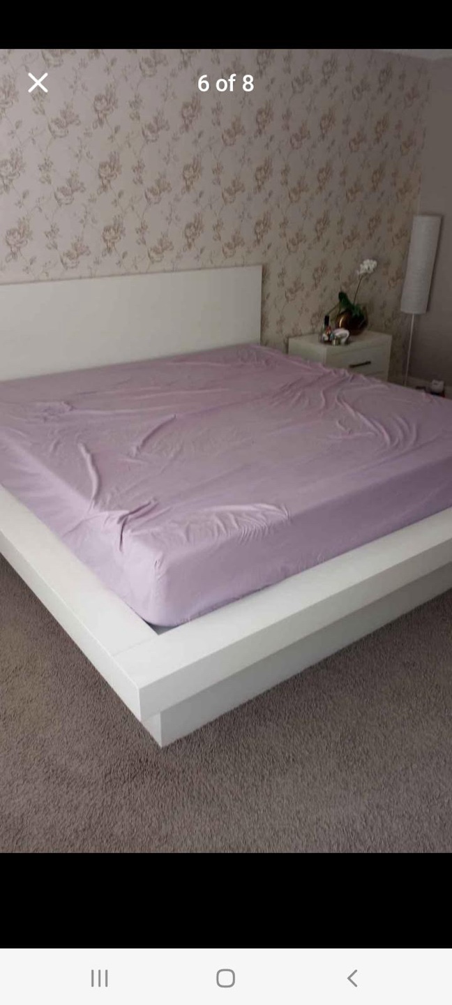 King Size Platform Bed Frame - White