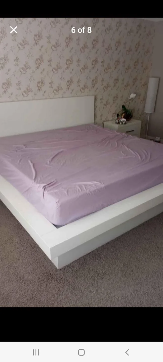 King Size Platform Bed Frame - White thumbnail