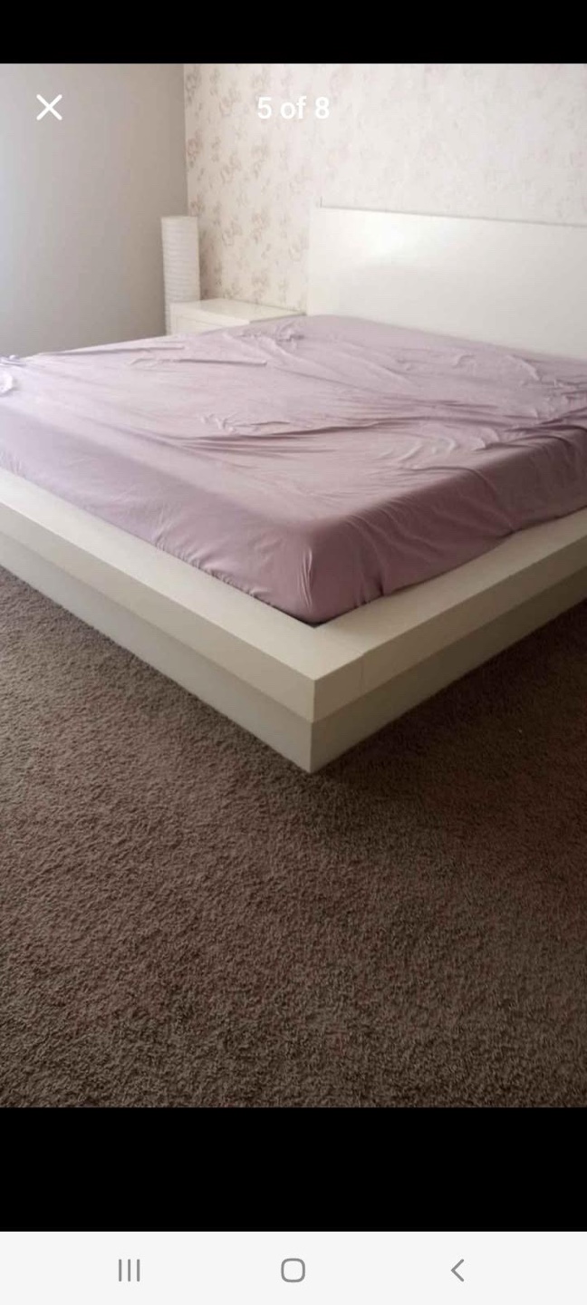 King Size Platform Bed Frame - White - photo 2