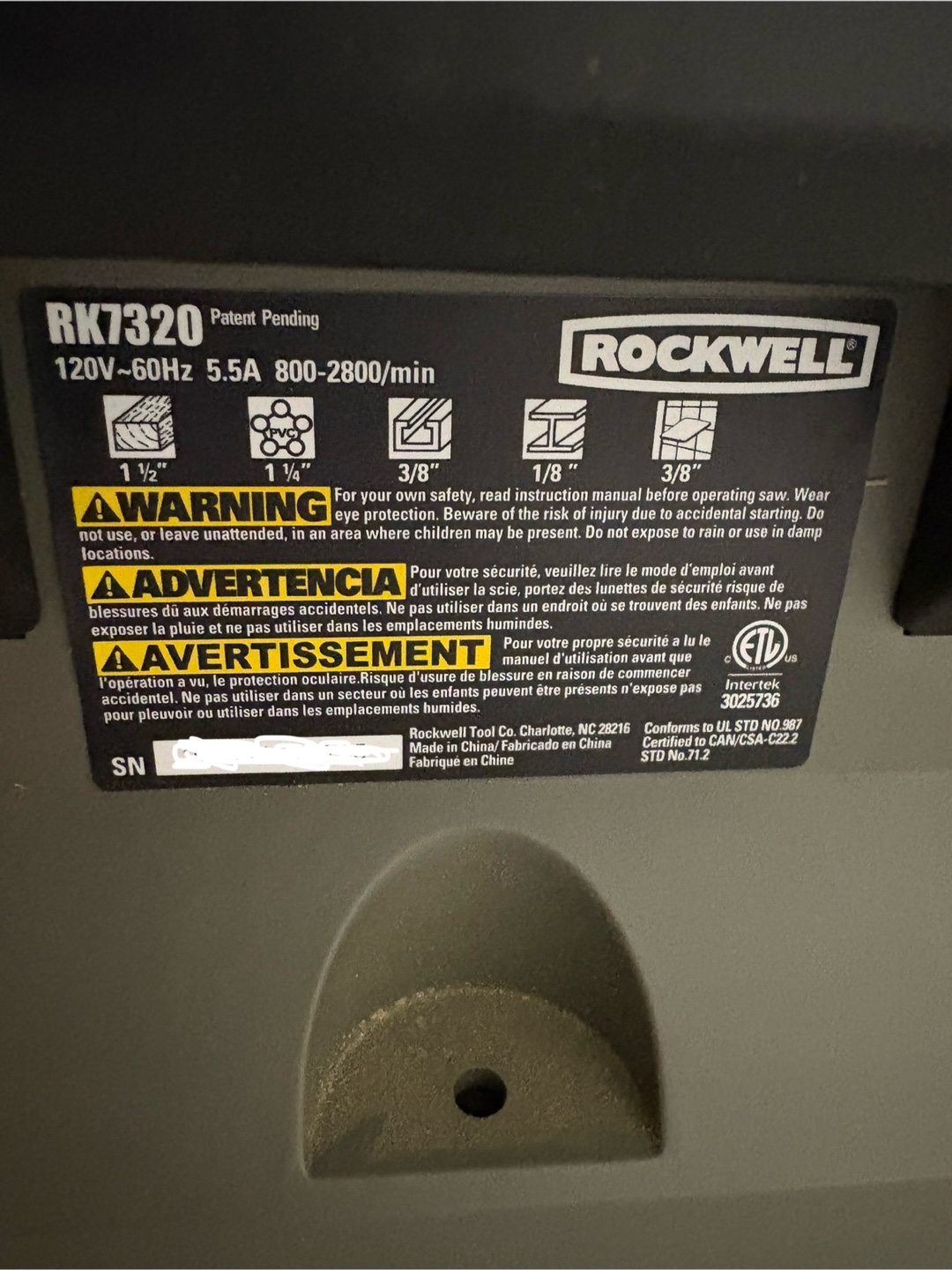 Rockwell RK7320 scroll saw with wall mount kit - photo 2