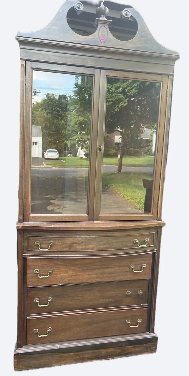 Vintage Wood China Cabinet thumbnail