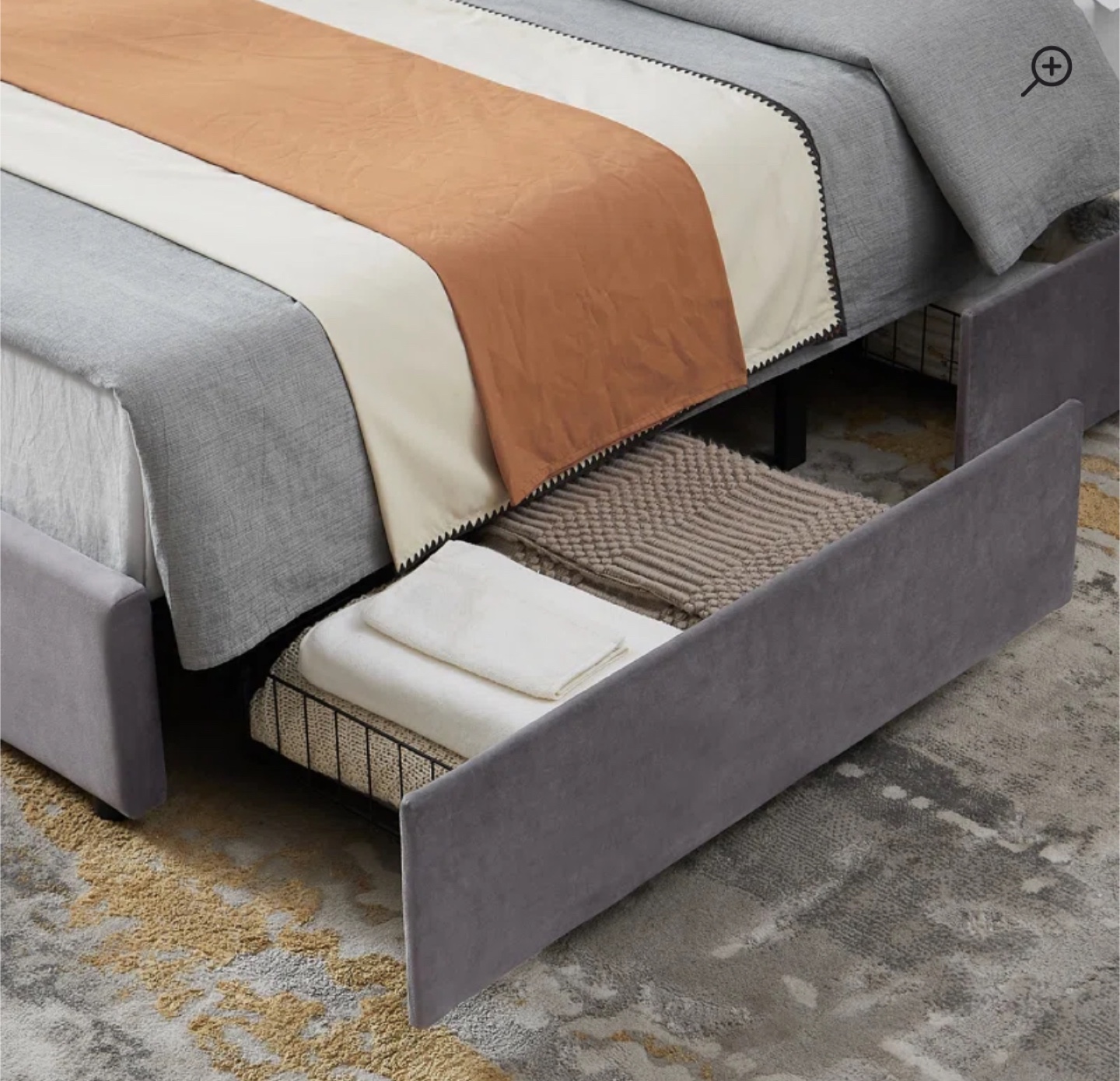 Full Size Grey Upholstered Platform Bed Frame - photo 4