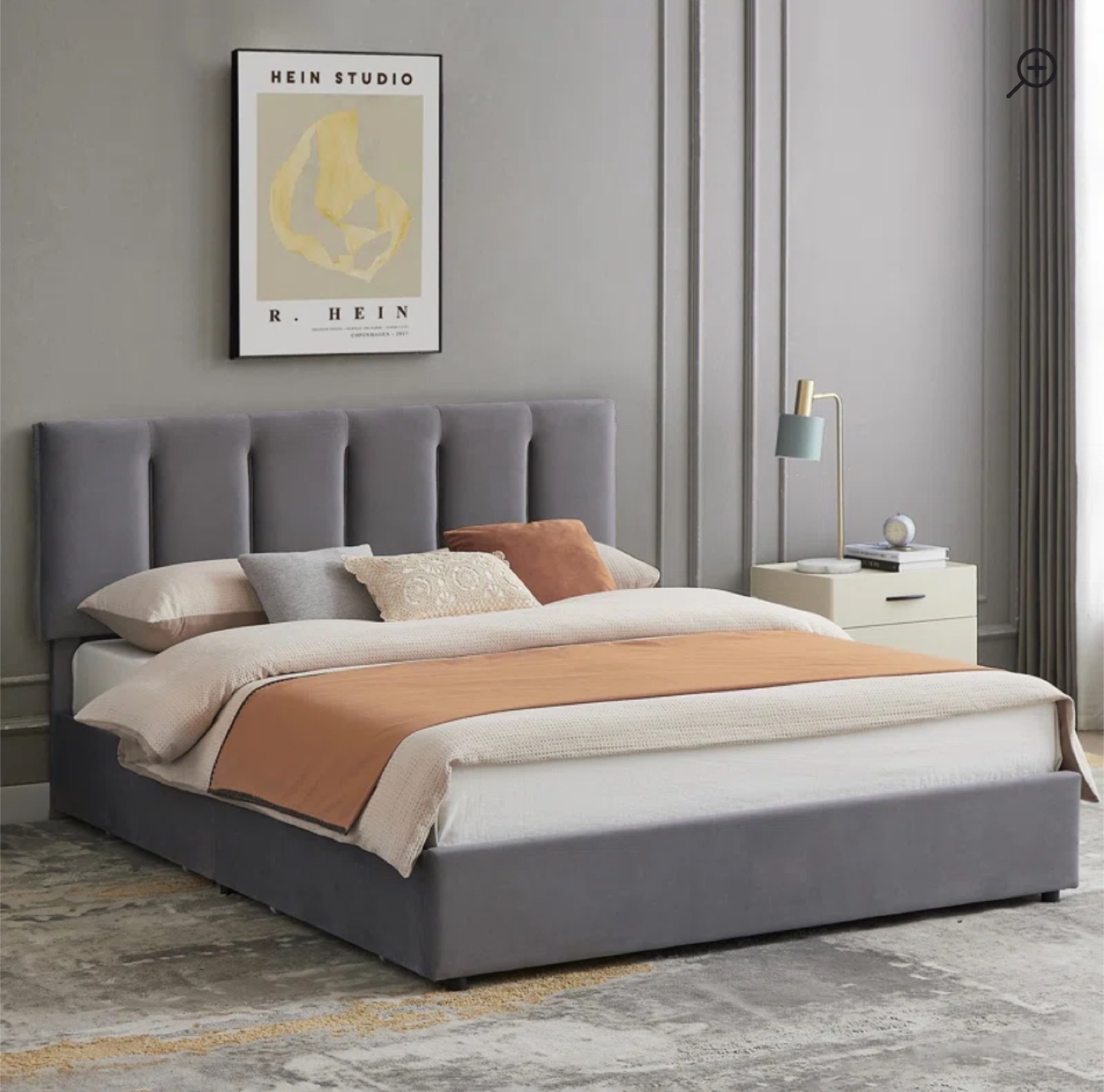 Full Size Grey Upholstered Platform Bed Frame - photo 3