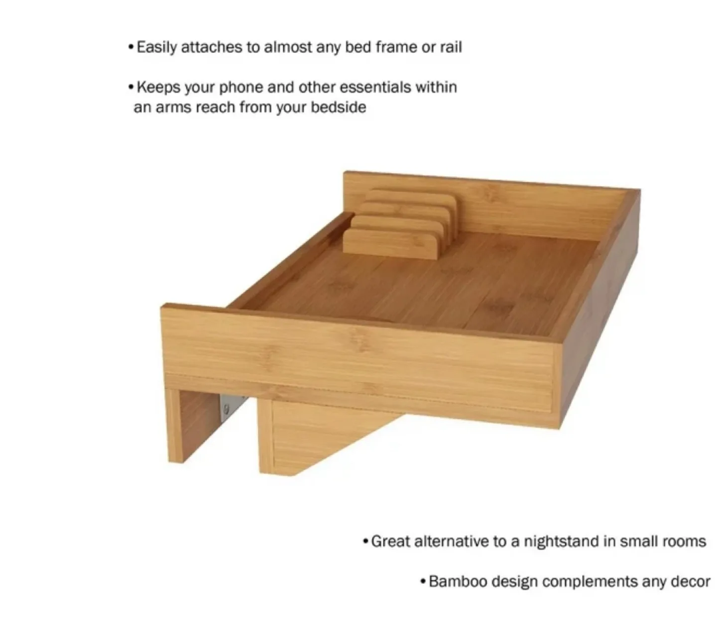 Bamboo Bedside Shelf - Nightstand Alternative image indicator(2)