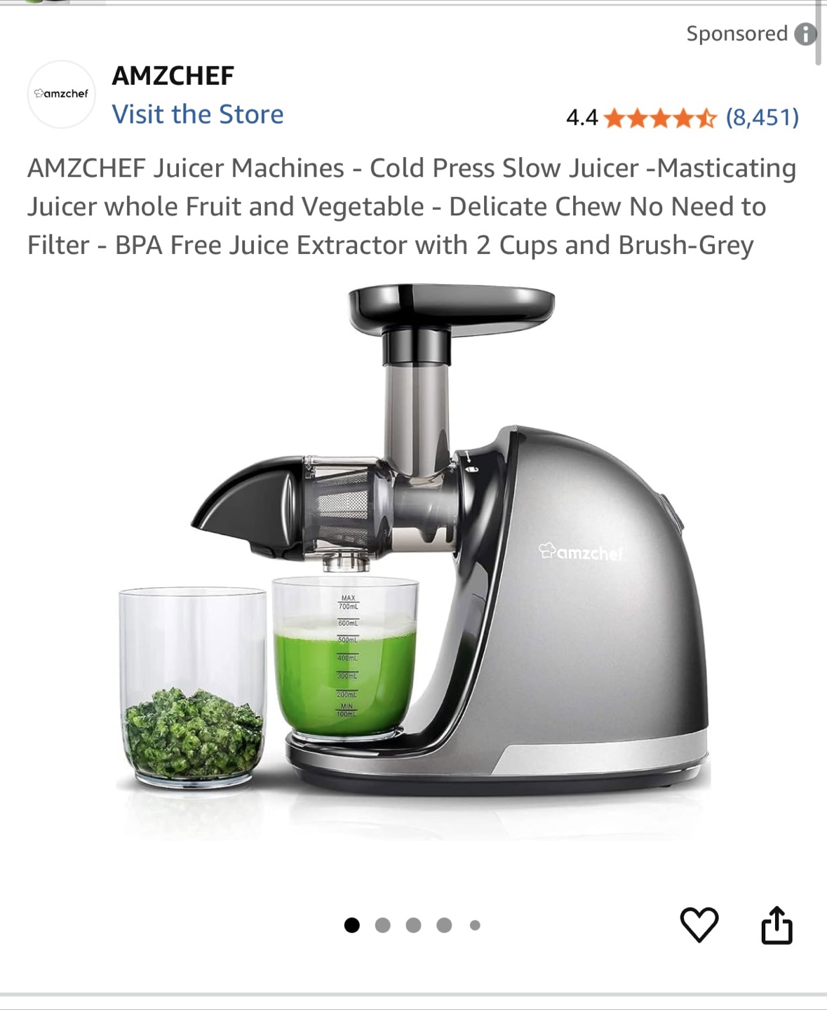 AMZCHEF Cold Press Slow Juicer