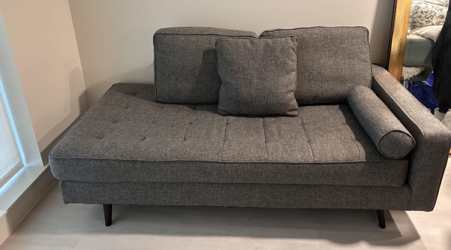 Grey Sectional Sofa with Pillows
