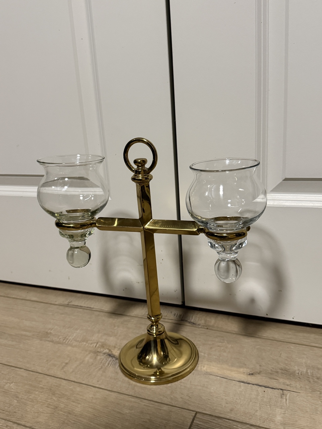Brass Candle Holder with Glass Cups - photo 2