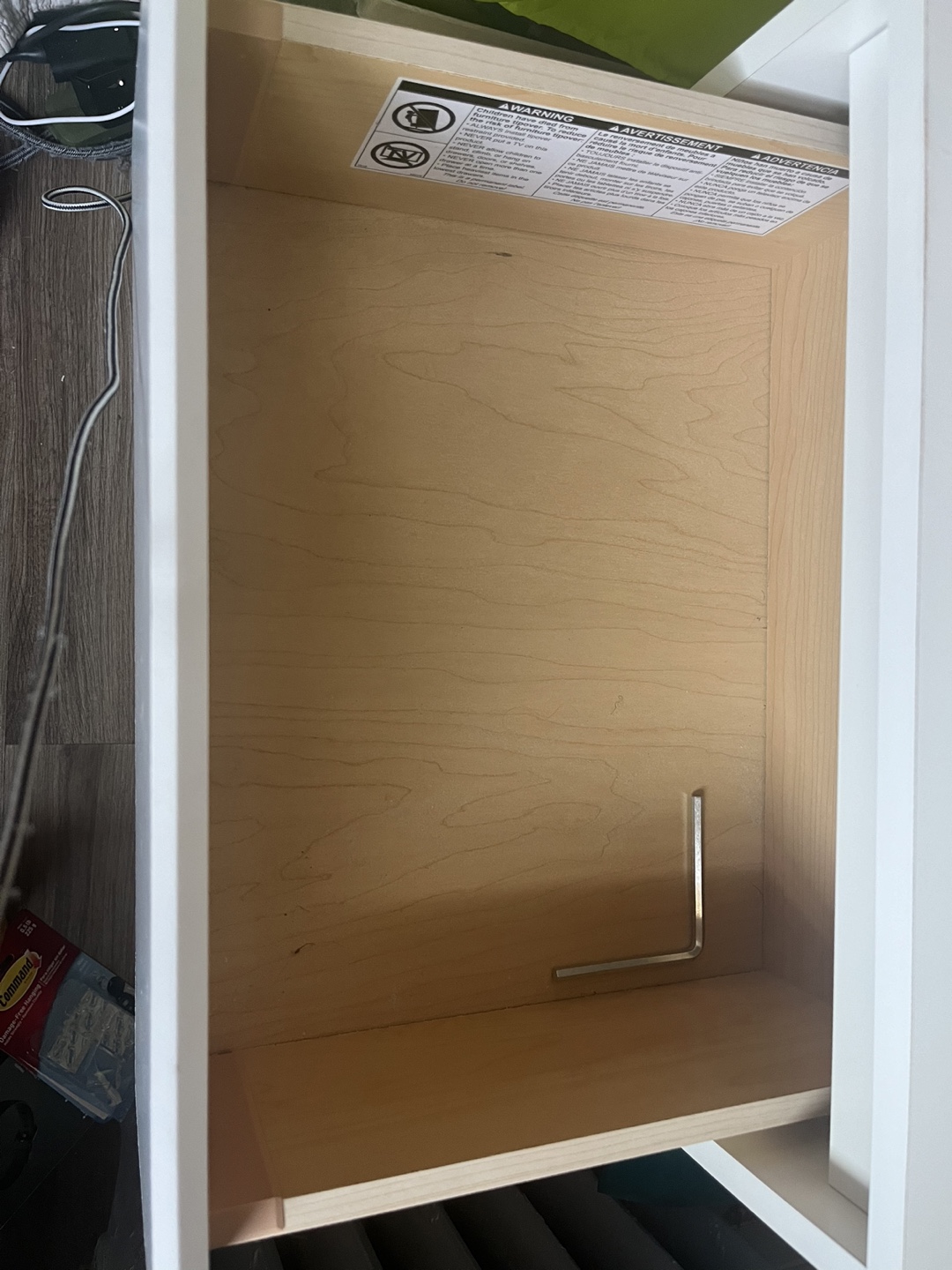 White Bedside Table with Drawer - photo 3