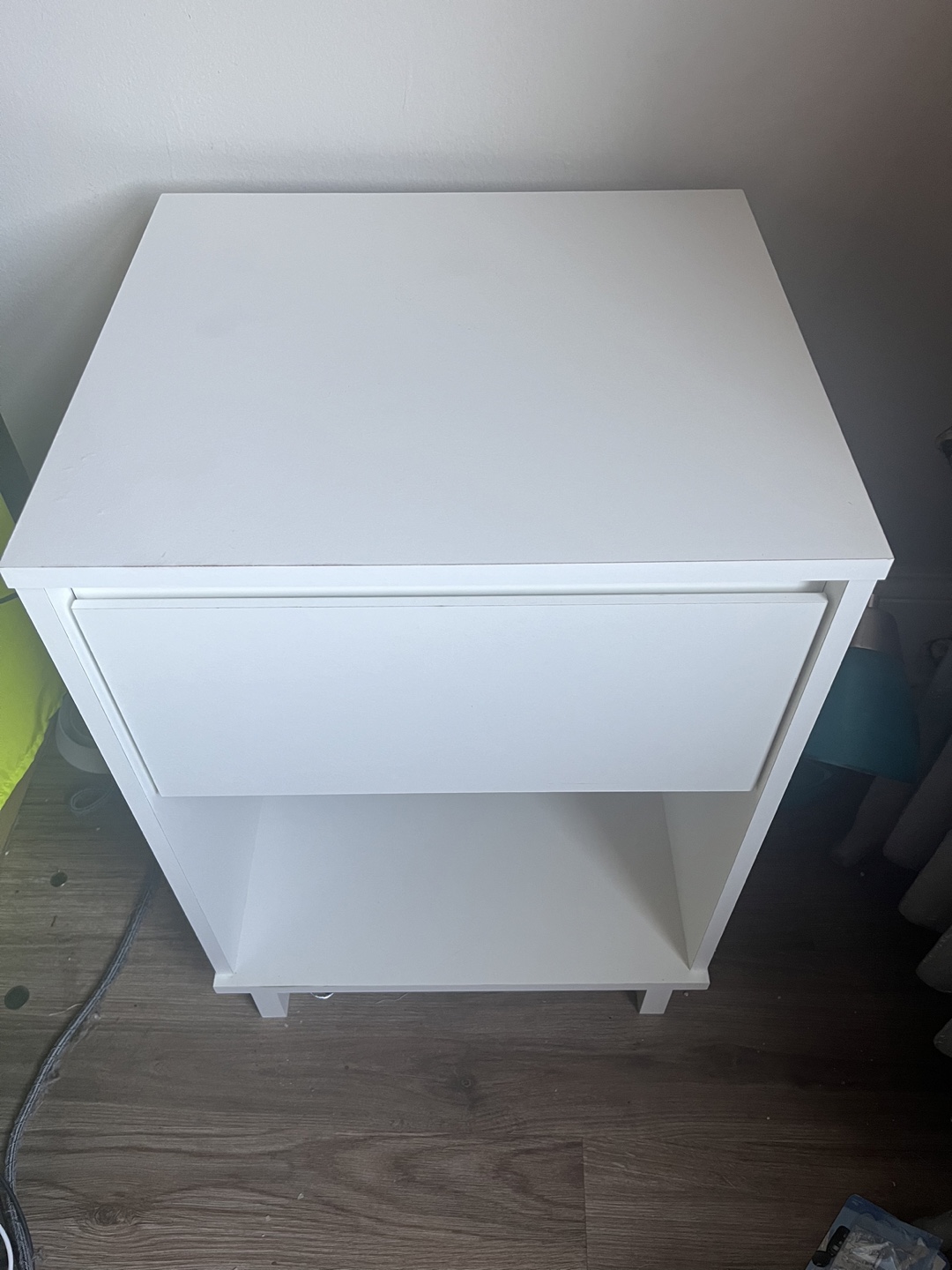 White Bedside Table with Drawer - photo 2