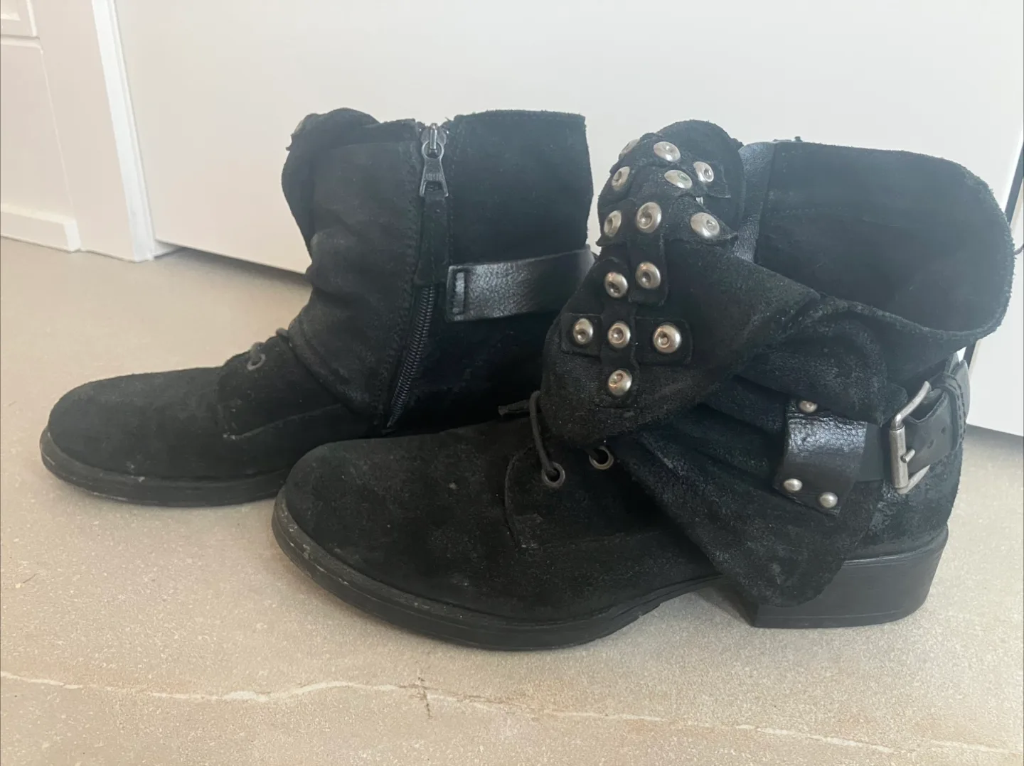 Black Suede Leather Ankle Boots US 9 thumbnail