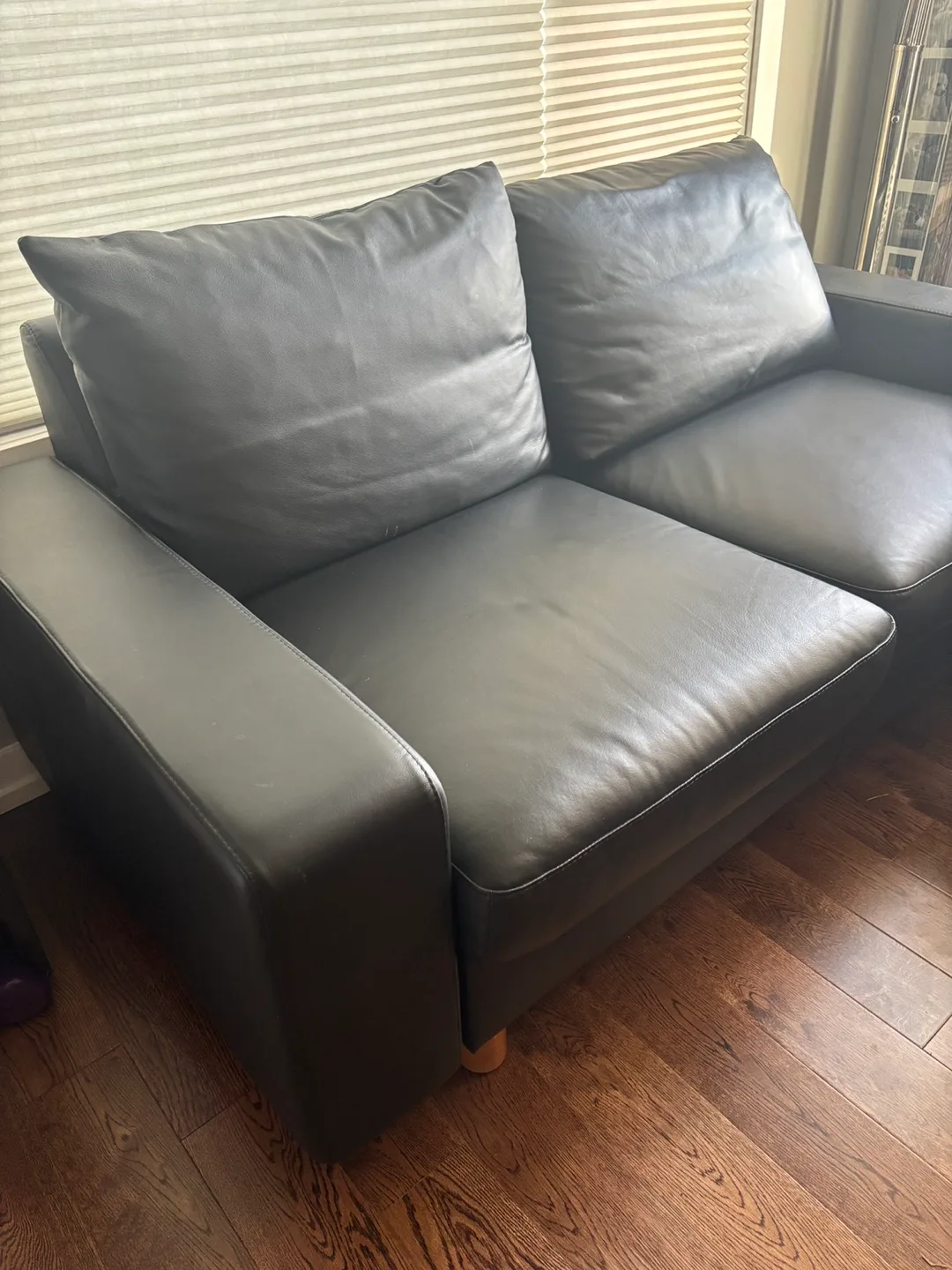 Stressless Black Leather Loveseat Sofa thumbnail