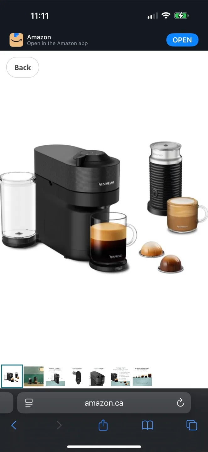 Nespresso Vertuo Pop+ Coffee Machine - Black thumbnail