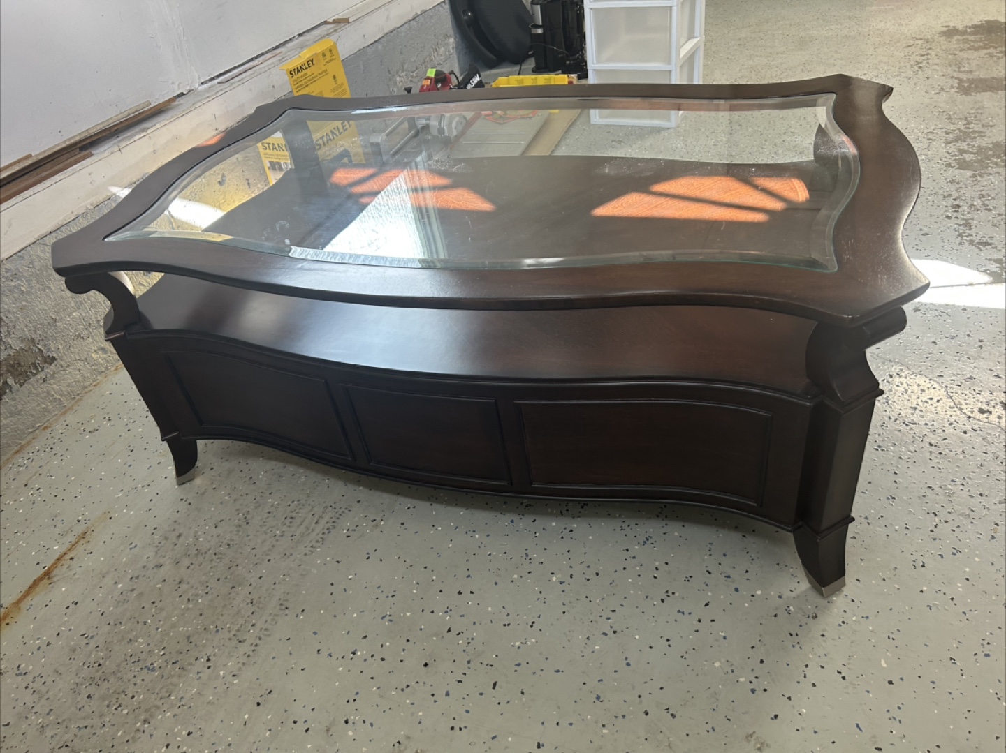 Dark Wood Coffee Table with Glass Top - photo 2