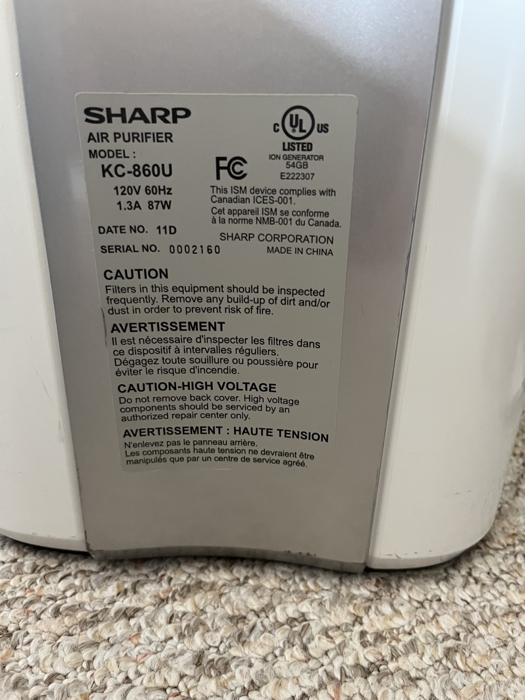 Sharp KC-860U Air Purifier & Humidifier - photo 4