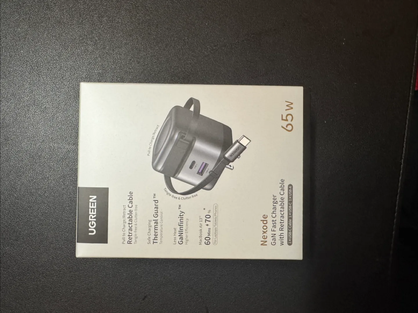 UGREEN 65W Retractable USB C Charger - New in Box! thumbnail