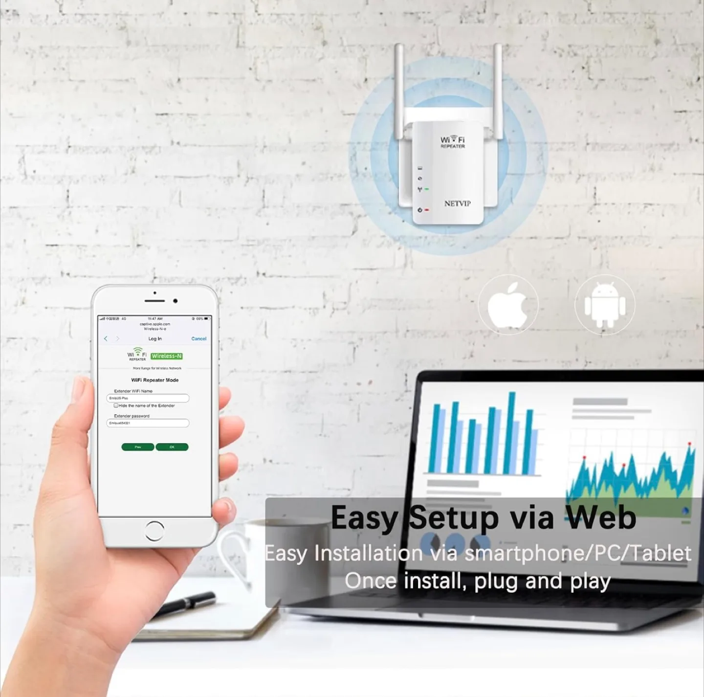 NETVIP WiFi Repeater Wireless-N image indicator(7)